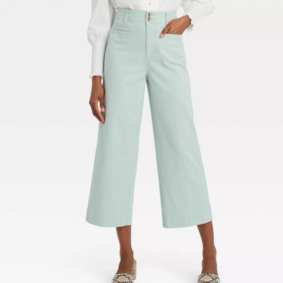 Mint Cropped Wide Leg Pants 